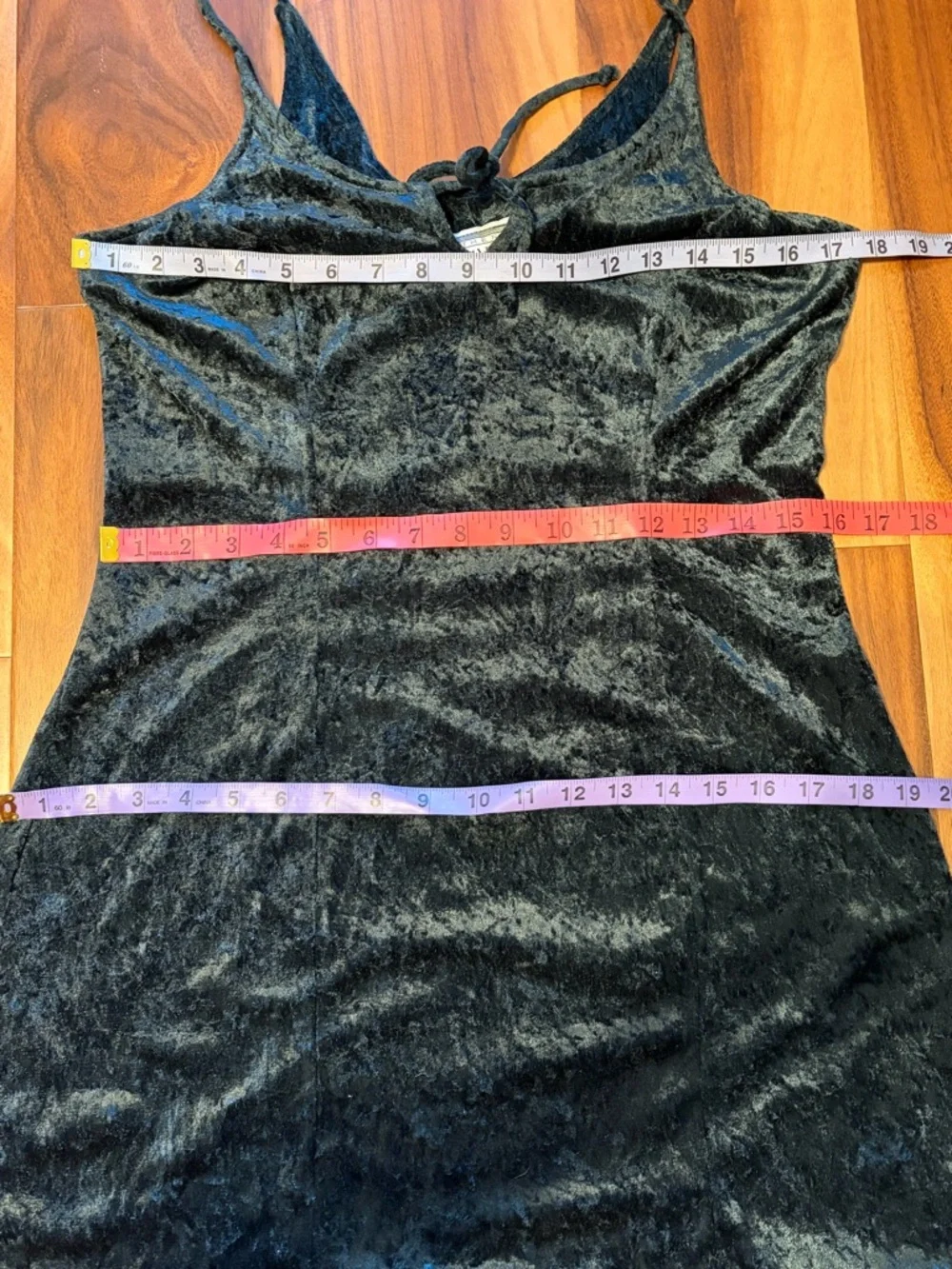 Vintage 90s Crushed Velvet Slip Dress Forest Green Rockstar Chic Mini Dress - Picture 6 of 9